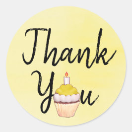 Gele dank voor jullie cupcake ronde sticker