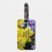 Gele Daylilies & Paarse Lila Bloemen Bagagelabel (Achterkant verticaal)
