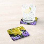 Gele Daylilies & Paarse Lila Bloemen Bier Onderzetter (Rechterzijde)