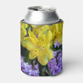 Gele Daylilies & Paarse Lila Bloemen Blikjeskoeler (Blikje Voorkant)