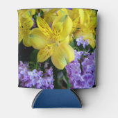 Gele Daylilies & Paarse Lila Bloemen Blikjeskoeler (Voorkant)