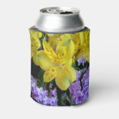 Gele Daylilies & Paarse Lila Bloemen Blikjeskoeler (Blikje Achterkant)