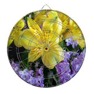 Gele Daylilies & Paarse Lila Bloemen Dartbord
