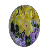 Gele Daylilies & Paarse Lila Bloemen Dartbord (Voorkant Links)
