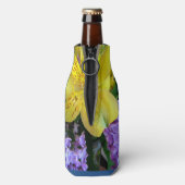 Gele Daylilies & Paarse Lila Bloemen Flesjeskoeler (Fles Achterkant)