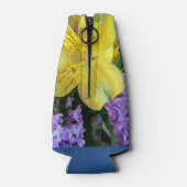 Gele Daylilies & Paarse Lila Bloemen Flesjeskoeler (Achterkant)