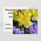 Gele Daylilies & Paarse Lila Bloemen Kaart (Voorkant / Achterkant)