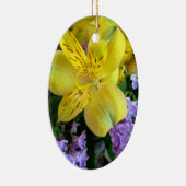 Gele Daylilies & Paarse Lila Bloemen Keramisch Ornament (Rechts)