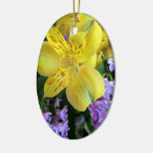 Gele Daylilies & Paarse Lila Bloemen Keramisch Ornament (Links)