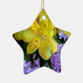 Gele Daylilies & Paarse Lila Bloemen Keramisch Ornament (Rechts)