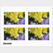 Gele Daylilies & Paarse Lila Bloemen Rechthoekige Sticker (Vel)