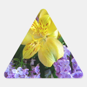 Gele Daylilies & Paarse Lila Bloemen Sticker