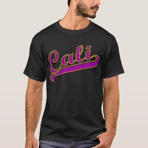 Gele de Paars van het Logo van Californië Cali T-shirt