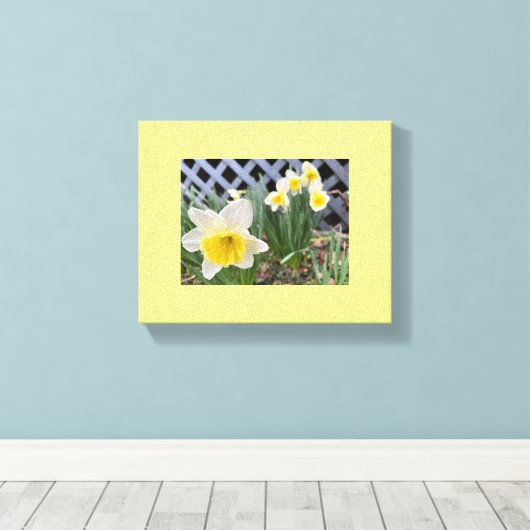 Gele deaffodils canvas afdruk (Insitu (Houten vloer))