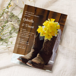 Gele deaffodils Cowboy Boots Post Wedding Brunch Kaart