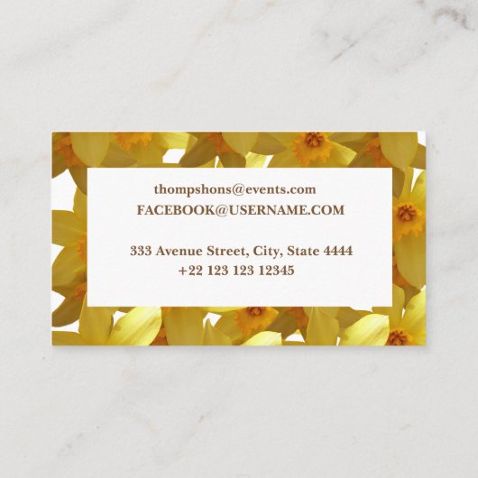 Gele deaffodils Elegant Visitekaartjes (Achterkant)
