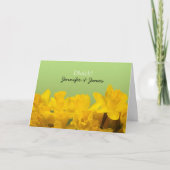 Gele deaffodils Gepersonaliseerd Welsh Dank u Kaart (Voorkant)