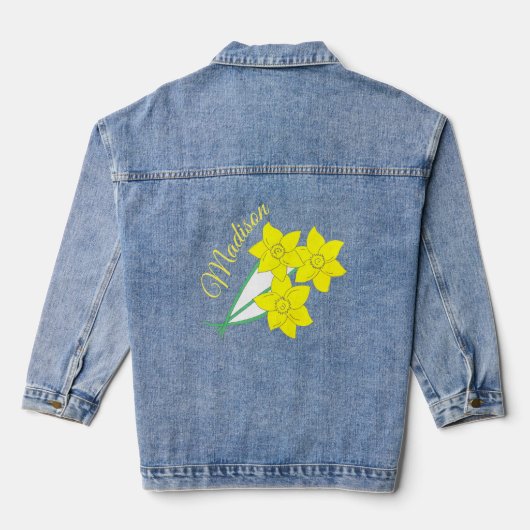 Gele deaffodils Spring Flowers Bunch Floral Denim Jacket (Achterkant)