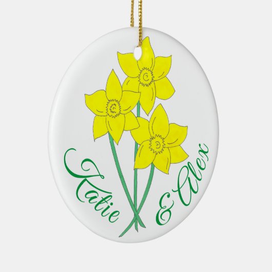 Gele deaffodils Spring Flowers Bunch Floral Keramisch Ornament (Rechts)