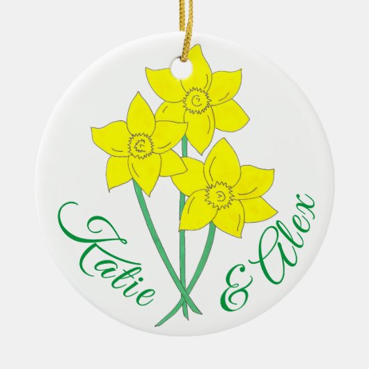 Gele deaffodils Spring Flowers Bunch Floral Keramisch Ornament (Voorkant)