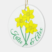 Gele deaffodils Spring Flowers Bunch Floral Keramisch Ornament (Links)