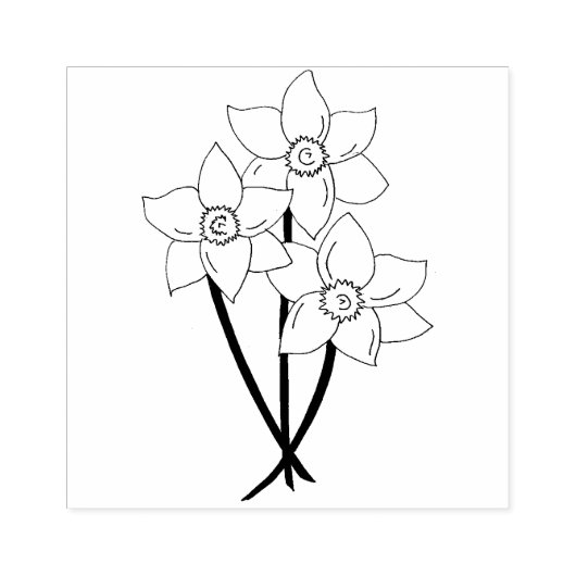 Gele deaffodils Spring Flowers Bunch Floral Rubberstempel (Afrduk)