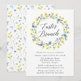 Gele deandelions en Blauwe Floral paasbruin Kaart