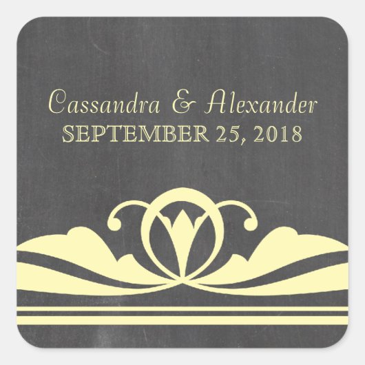Gele deco Chalkboard Wedding Stickers (Voorkant)