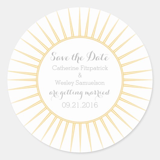 Gele Deco Retro sparen de Stickers van de Datum (Voorkant)