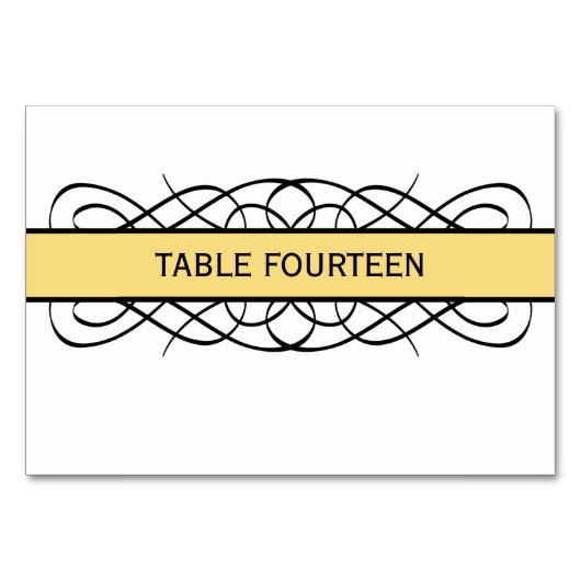 Gele Deco Vlurish Table Kaart (Voorkant)