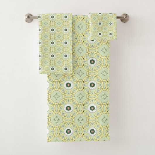 Gele decoratieve geometrische gemusterde  bad handdoek (Insitu)