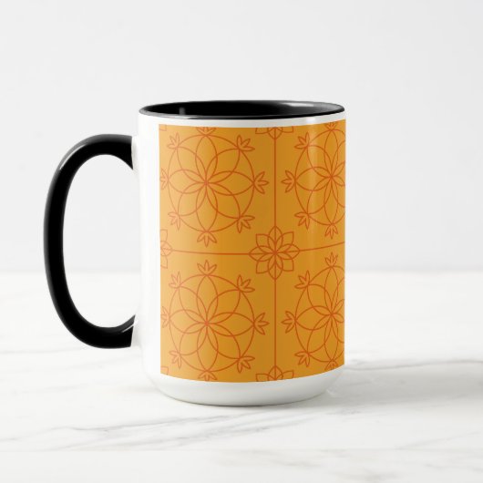 Gele decoratieve mandala kunst geometrisch patroon mok (Links)