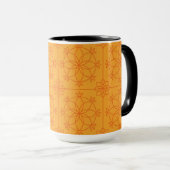 Gele decoratieve mandala kunst geometrisch patroon mok (Voorkant rechts)