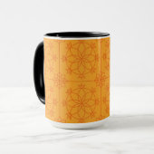 Gele decoratieve mandala kunst geometrisch patroon mok (Voorkant links)