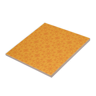 Gele decoratieve mandala kunst geometrisch patroon tegeltje