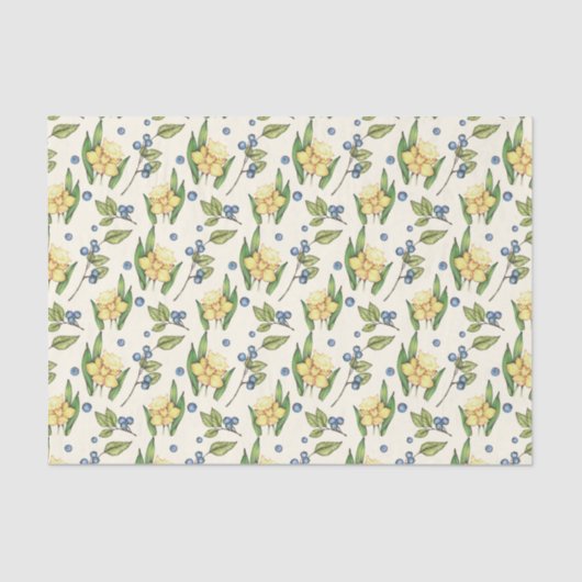 Gele deegels en blauwe bessen tissuepapier (Voorkant)