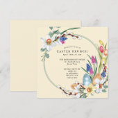 Gele deffodil en lente-auer-braam Brunch Kaart (Voorkant / Achterkant)