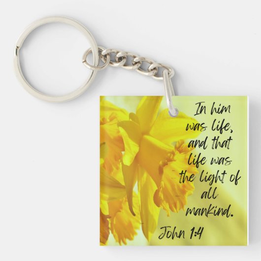 Gele deffodils Acrylische Sleutelhanger Scripts (voorkant)