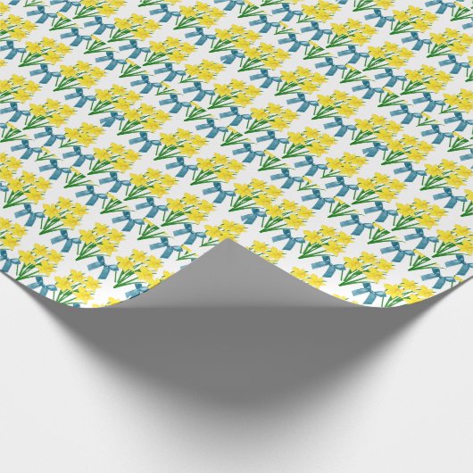 Gele deffodils en blauwe bogen / Floral Craft of Cadeaupapier (Hoek)