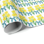 Gele deffodils en blauwe bogen / Floral Craft of Cadeaupapier (Rol Hoek)