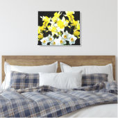 Gele deffodils en witte Narcissi op grijs Canvas Afdruk (Insitu (Slaapkamer))