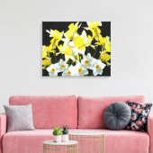 Gele deffodils en witte Narcissi op grijs Canvas Afdruk (Insitu (Woonkamer))