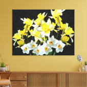 Gele deffodils en witte Narcissi op grijs Canvas Afdruk (Insitu (Woonkamer))