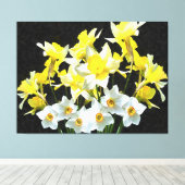 Gele deffodils en witte Narcissi op grijs Canvas Afdruk (Insitu (Houten vloer))