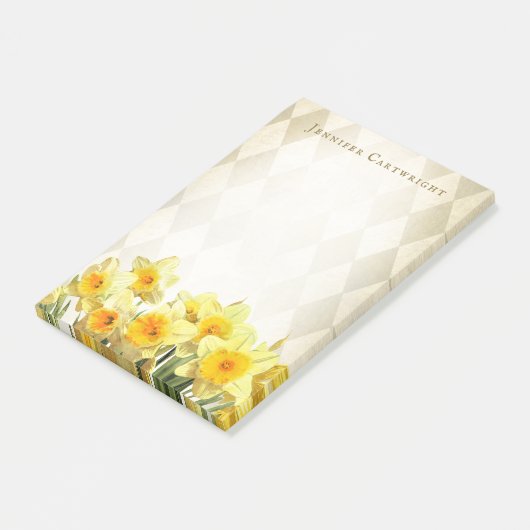 Gele deffodils Gold Harlequin Monogrammen 4 x 6 Post-it® Notes (Schuin)