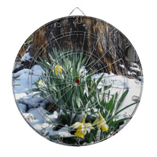Gele deffodils in de sneeuw dartbord