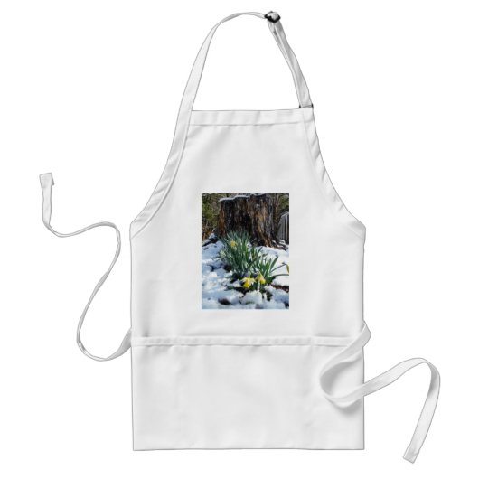 Gele deffodils in de sneeuw standaard schort (Voorkant)