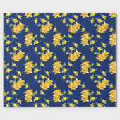 Gele deffodils op blauw cadeaupapier (Vlak)