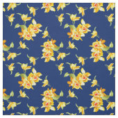 Gele deffodils op Navy Blue Stof (Swatch)