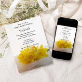 Gele deffodils op Vrijgezellenfeest van de Witte L Kaart